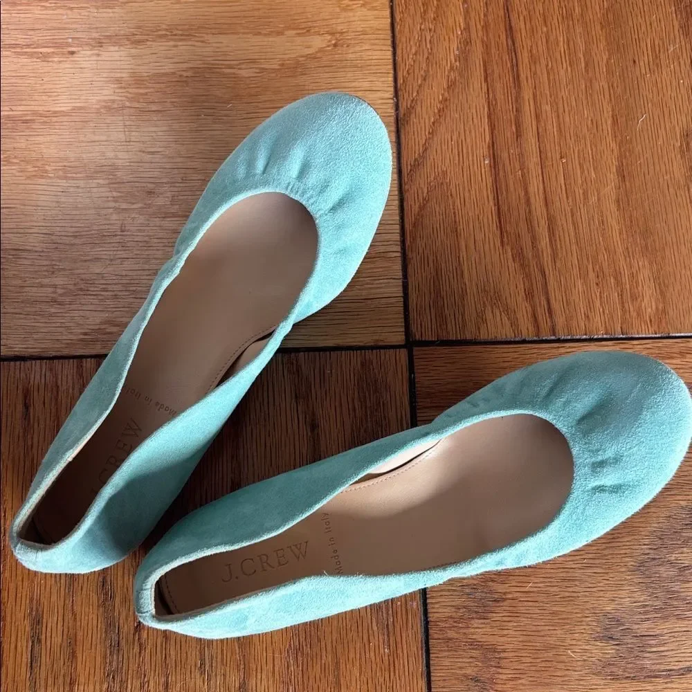 JCrew “Anya/CeCe” Italian Made Mint Turquoise Leather Suede Ballet Flats Size 7